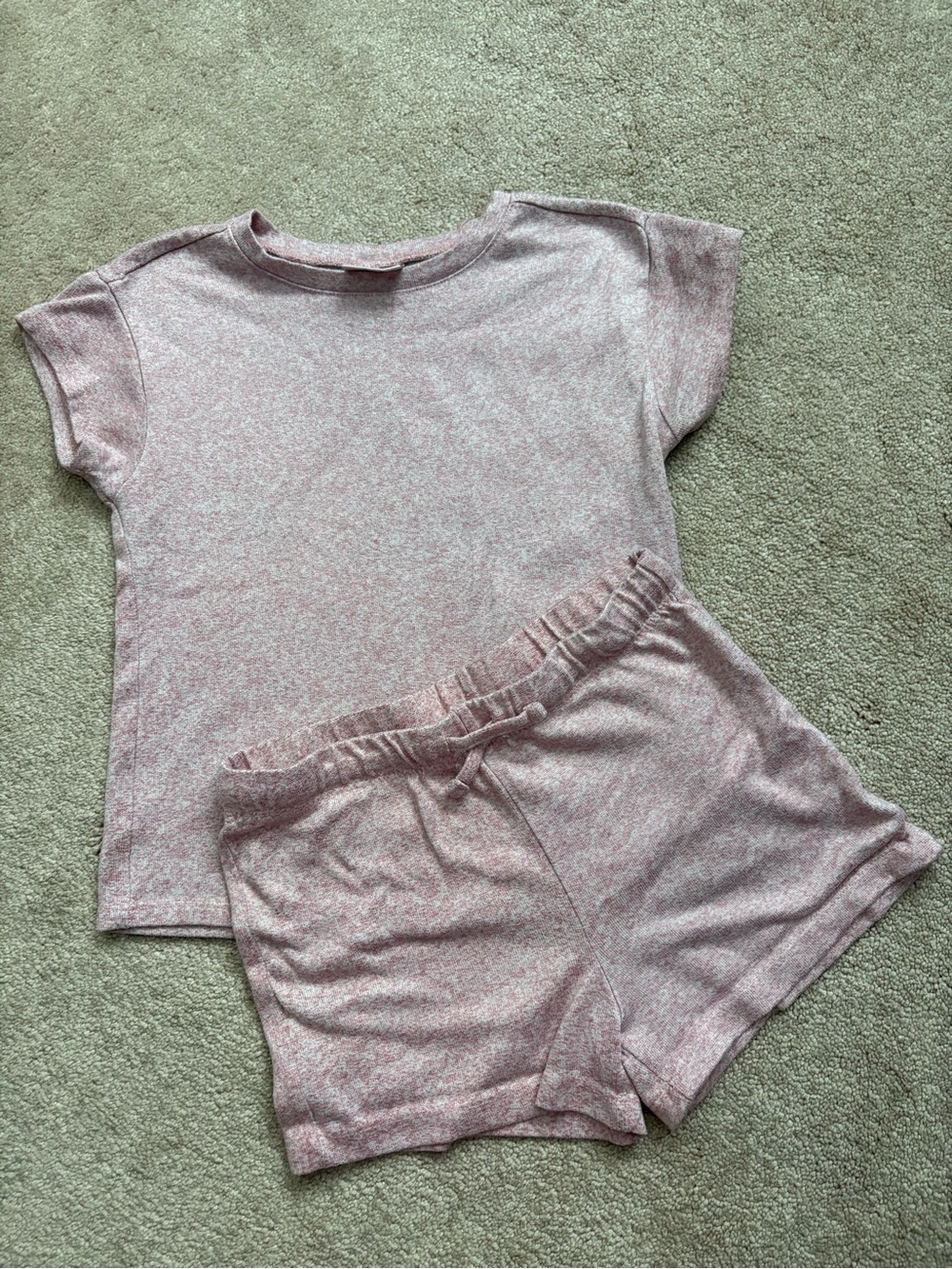 32 Degrees Girls Heathered Mauve Short Sleeve Pajama Set